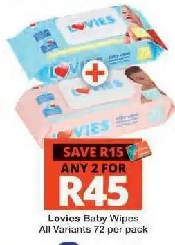 Checkers LOVIES BABY WIPES offer