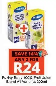 Checkers Purity Baby 100% Fruit Juice Blend offer