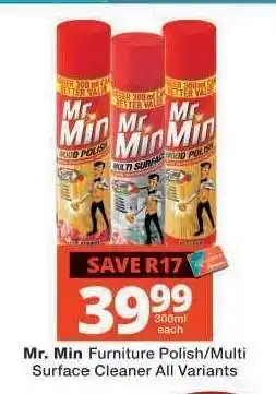Checkers Mr. Min Furniture Polish/Multi Surface Cleaner offer