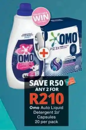 Omo Auto Liquid Detergent 2L/Capsules 20 per pack