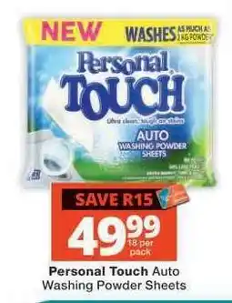 Checkers Personal Touch Auto Washing Powder Sheets offer