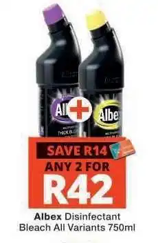 Checkers Albex Disinfectant Bleach offer