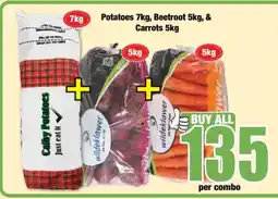 Boxer Potatoes 7kg, Beetroot 5kg & Carrots 5kg offer