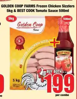 Boxer GOLDEN COOP Farms Frozen Chicken Sizzlers 5kg & BEST COOK Tomato Sauce 500ml offer
