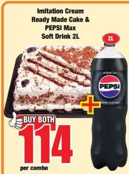 Boxer Imitation Cream Ready Made Cake & PEPSI Max Soft Drink 2L offer