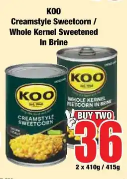 Boxer KOO Creamstyle Sweetcorn / Whole Kernel Sweetened In Brine offer