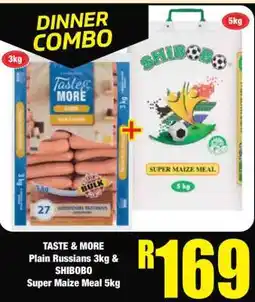 Boxer TASTE & MORE Plain Russians 3kg & SHIBOBO Super Maize Meal 5kg offer