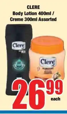 Boxer CLERE Body Lotion 400ml / Creme 300ml Assorted offer