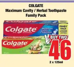 Boxer COLGATE Maximum Cavity / Herbal Toothpaste Family Pack offer