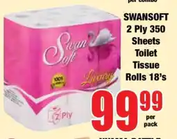 Boxer SWANSOFT 2 Ply 350 Sheets Toilet Tissue Rolls 18's offer
