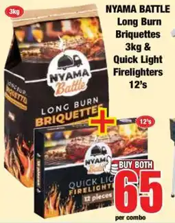 Boxer NYAMA BATTLE Long Burn Briquettes 3kg & Quick Light Firelighters 12's offer