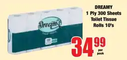 Boxer DREAMY 1 Ply 300 Sheets Toilet Tissue Rolls 10's offer