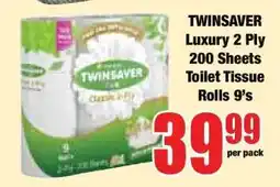 Boxer TWINSAVER Luxury 2 Ply 200 Sheets Toilet Tissue Rolls 9's offer