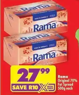 Shoprite RAMA ORIGINAL 70% FAT SPREAD 500g each offer
