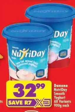 Shoprite Danone NutriDay Smooth Yoghurt All Variants 900g each offer