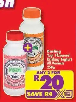 Shoprite Darling Yogi Flavoured Drinking Yoghurt All Variants 250g offer