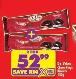 Shoprite De Vries Choco Rings Biscuits 150g offer