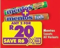 Shoprite MENTOS SWEETS all variants offer