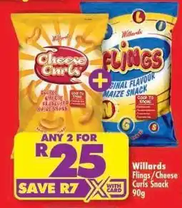 Shoprite Willards Flings/Cheese Curls Snack 90g offer