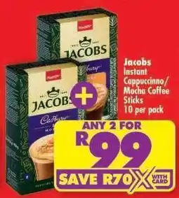 Shoprite Jacobs Instant Cappuccino/Mocha Coffee Sticks 10 per pack offer