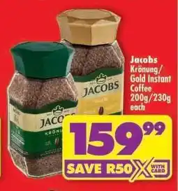 Shoprite JACOBS KRÖNUNG/GOLD INSTANT COFFEE 200g/230g each offer