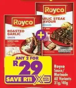 Shoprite Royco Sauce/Marinade All Variants 31g/40g offer