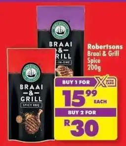 Shoprite ROBERTSONS BRAAI & GRILL SPICE 200g offer