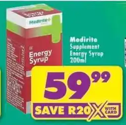 Shoprite Medirite Supplement Energy Syrup 200ml offer