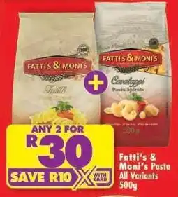 Shoprite Fatti's & Moni's Pasta All Variants 500g offer