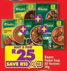 Shoprite KNORR PACKET SOUP all variants 50g offer