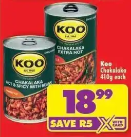 Shoprite Koo Chakalaka 410g each offer