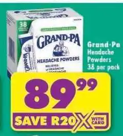 Shoprite Grand-Pa Headache Powders 38 per pack offer