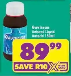 Shoprite Gaviscon Aniseed Liquid Antacid 150ml offer