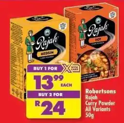 Shoprite Robertsons Rajah Curry Powder All Variants 50g offer