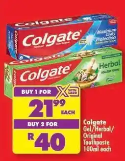Shoprite Colgate Gel/Herbal/Original Toothpaste 100ml each offer
