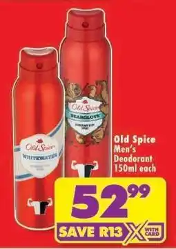 Shoprite Old Spice Men's Deodorant 150ml each offer