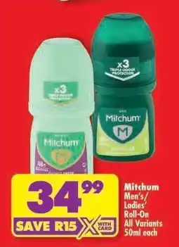 Shoprite Mitchum Men's/Ladies' Roll-On All Variants 50ml each offer