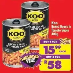 Shoprite Koo Baked Beans in Tomato Sauce 400g offer