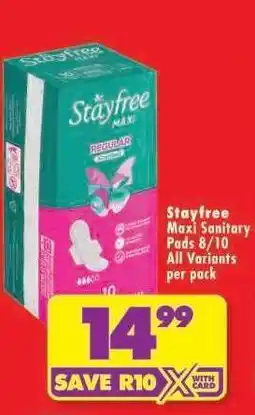 Shoprite STAYFREE MAXI SANITARY PADS 8/10 offer