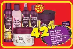 Shoprite Easy Waves Relaxer/Pink Oil Moisturiser/Neutralising Shampoo/Hair Food/Style Gel Spray Banded offer