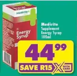 Shoprite Medirite Supplement Energy Syrup 100ml offer
