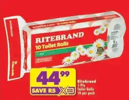 Shoprite RITEBRAND 1-PLY TOILET ROLLS offer