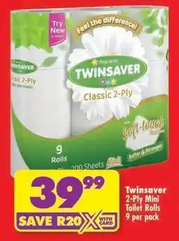 Shoprite TWINSAVER 2-PLY MINI TOILET ROLLS offer