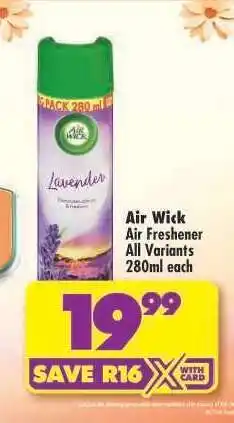 Shoprite Air Wick Air Freshener All Variants 280ml each offer