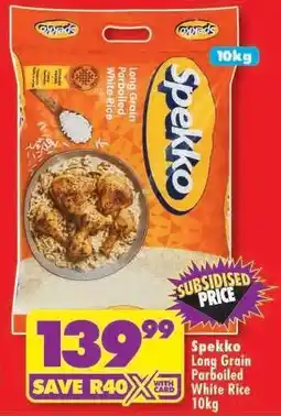 Shoprite Spekko Long Grain Parboiled White Rice 10kg offer
