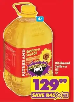 Shoprite RITEBRAND SUNFLOWER OIL 4ℓ offer