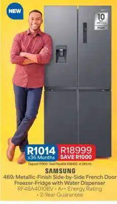OK Furniture Samsung 469ℓ Metallic-Finish Side-by-Side French Door Freezer-Fridge offer