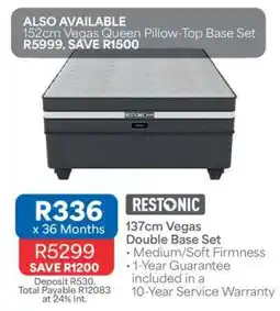 OK Furniture Restonic 137cm Vegas Double Base Set offer