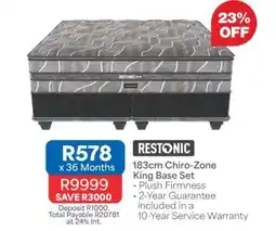 OK Furniture Restonic 183cm Chiro-Zone King Base Set offer