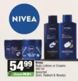 SuperSpar Nivea Body Lotions or Creams Assorted offer